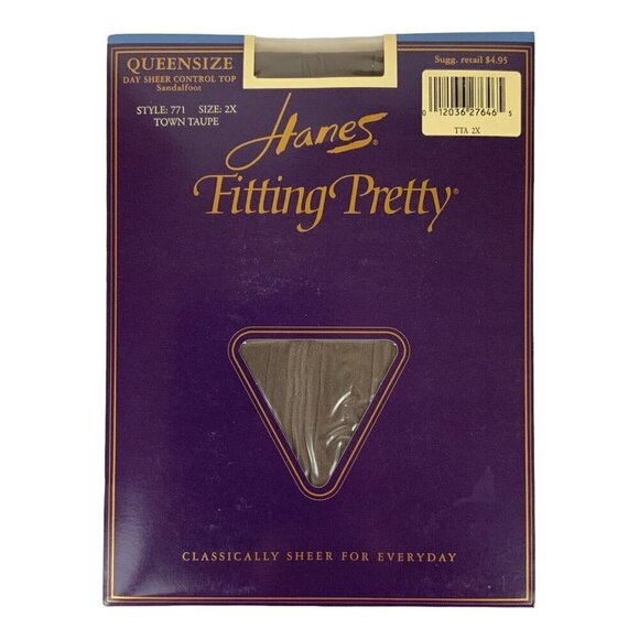 Hanes Fitting Pretty Pantyhose Size 2X Town Taupe Control Top Sheer Sandalfoot - Picture 1 of 3